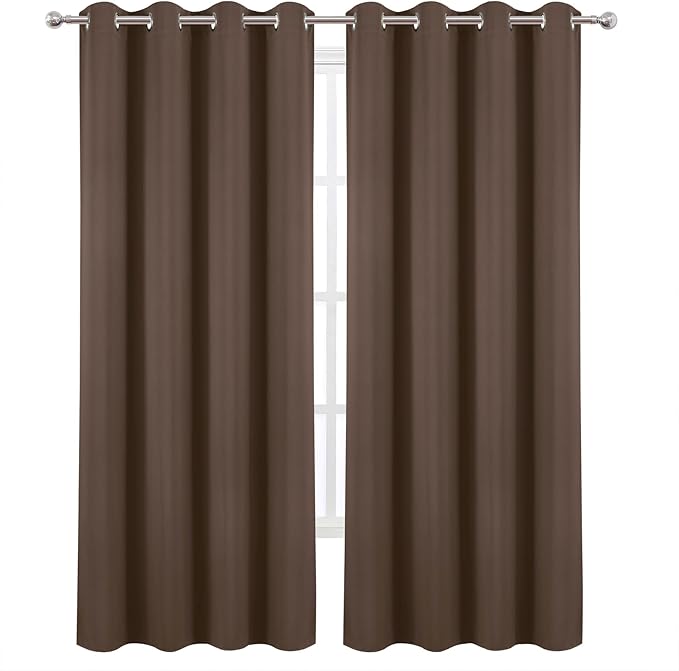 LEMOMO Blackout Curtains 52 x 120 Inch Long Chocolate Curtains Set of 2 Panels - Image 2