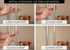 Shelf Pole Hooks, Snap-On Storage Hooks, Black Utility Hooks, 5pk
