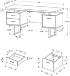 Monarch Specialties Computer Desk with Drawers - Contemporary Style - Home & Office Computer Desk with Metal Legs - 60"L (Black - Grey Top)