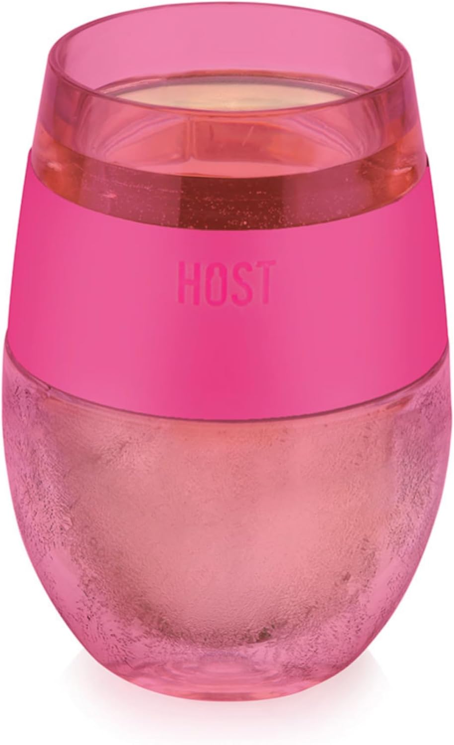 Host Cooling Cup Set of 1 Plastic Double Wall Insulated Freezable Drink Chilling Tumbler with Freezing Gel, Wine Glasses for Red and White Wine, 8.5 oz, Translucent Magenta
