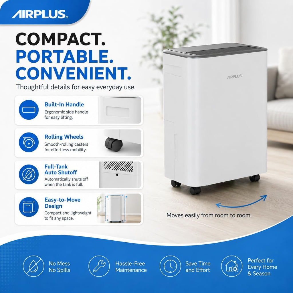 AIRPLUS Max 30 Pint Small Dehumidifier for Home Bedroom up to 1500 Sq Ft