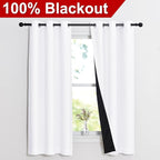 NICETOWN Pure White 100% Blackout Lined Curtains, 2 Thick Layers Narrow Wide - Image 2