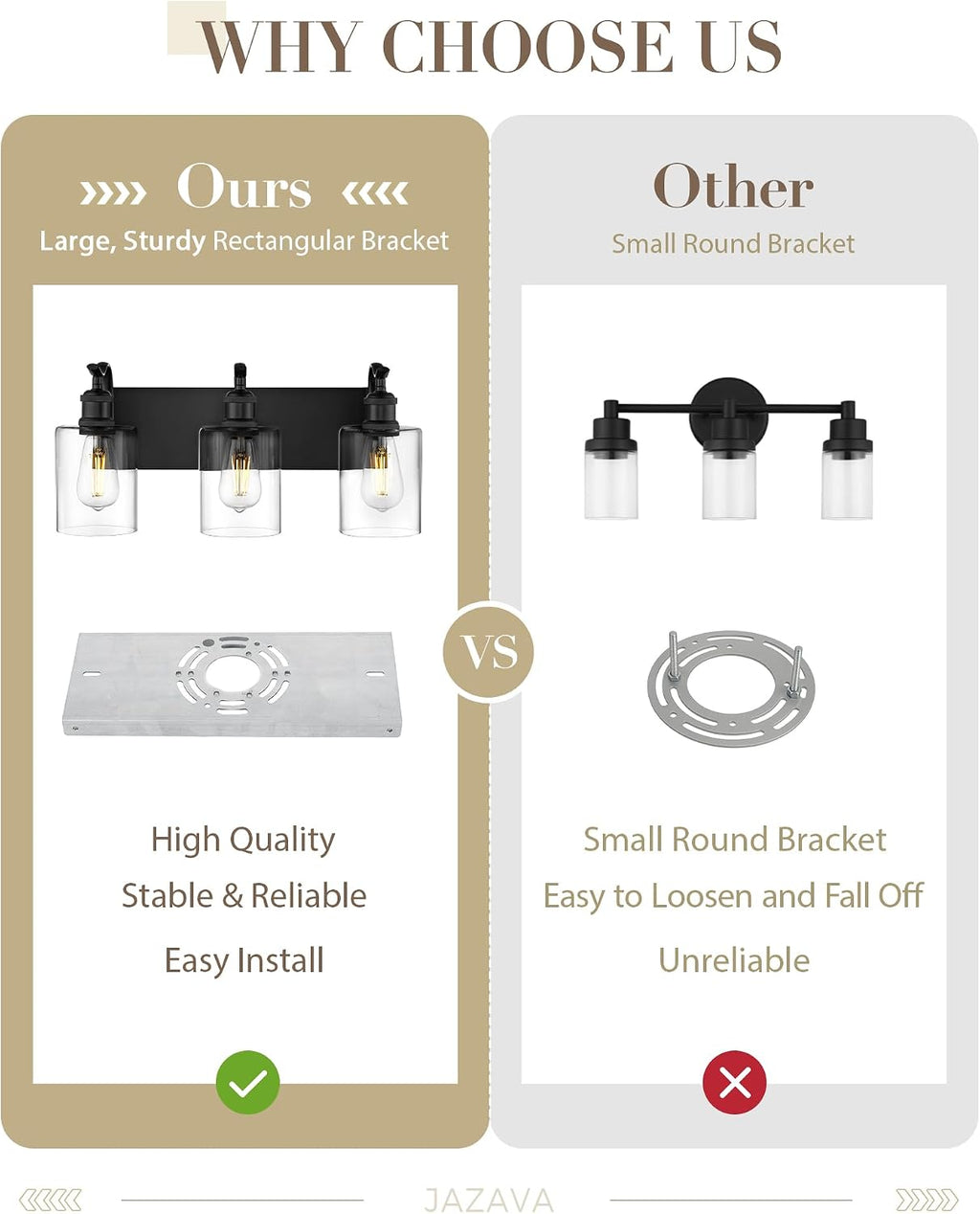 3-Light 19 Inch Bathroom Vanity Light,Clear Glass,Black
