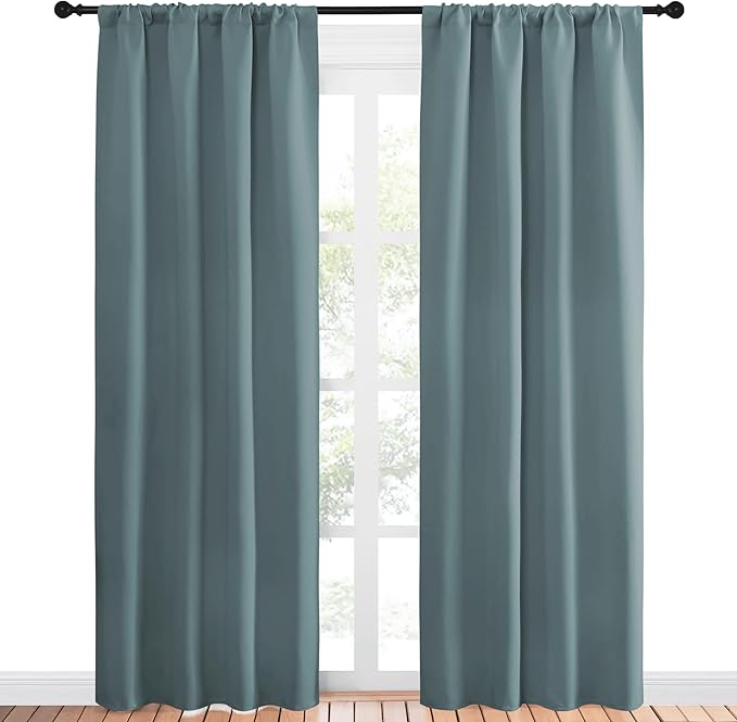 NICETOWN Greyish Blue Blackout Curtains Panels - Image 2