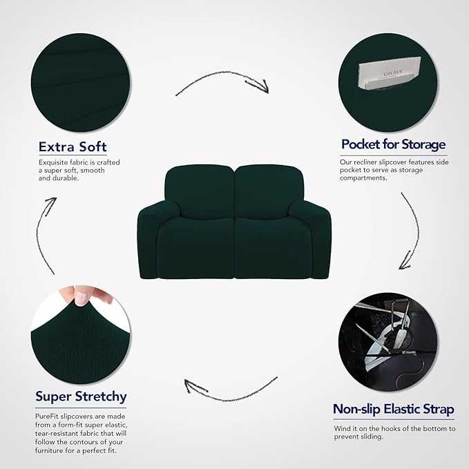 PureFit Super Stretch Loveseat Recliner Sofa Couch Cover - Image 3