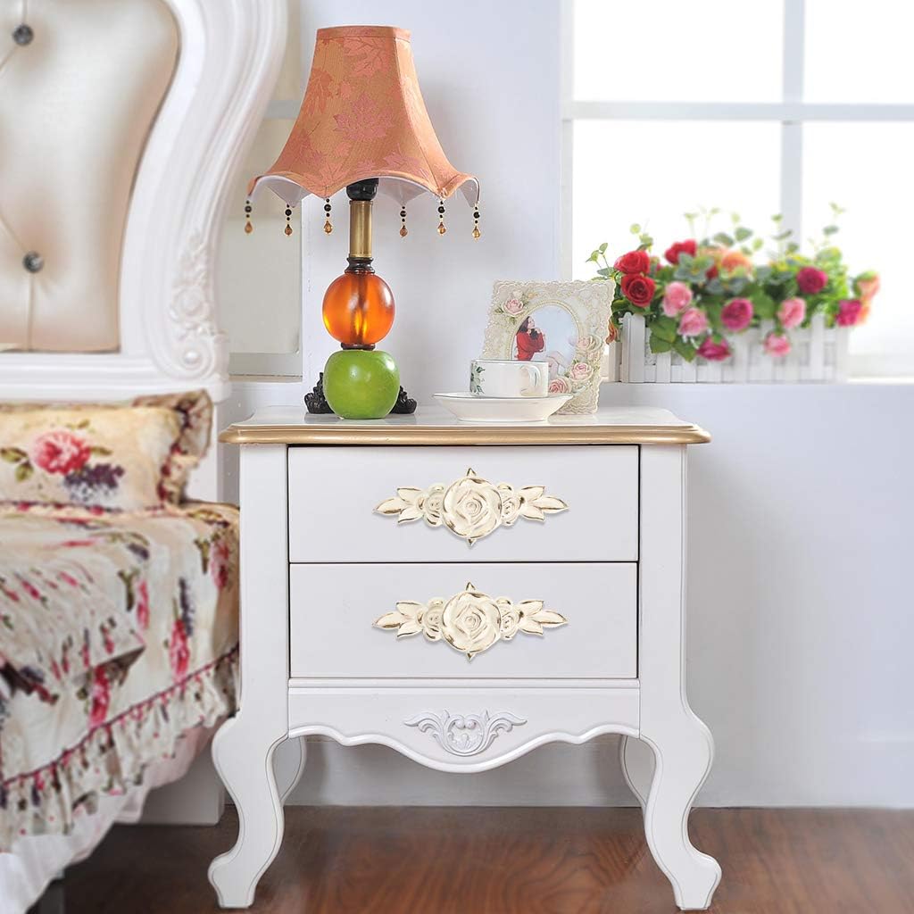 JUXYES Vintage Floral Rose Handle Pulls Knobs for Cabinets and Drawers