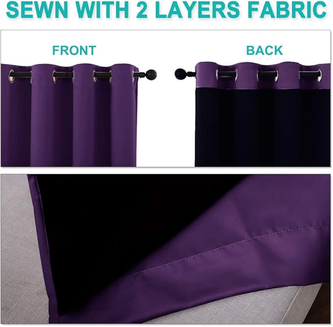 NICETOWN 100% Blackout Curtains 2 Panels - Image 5