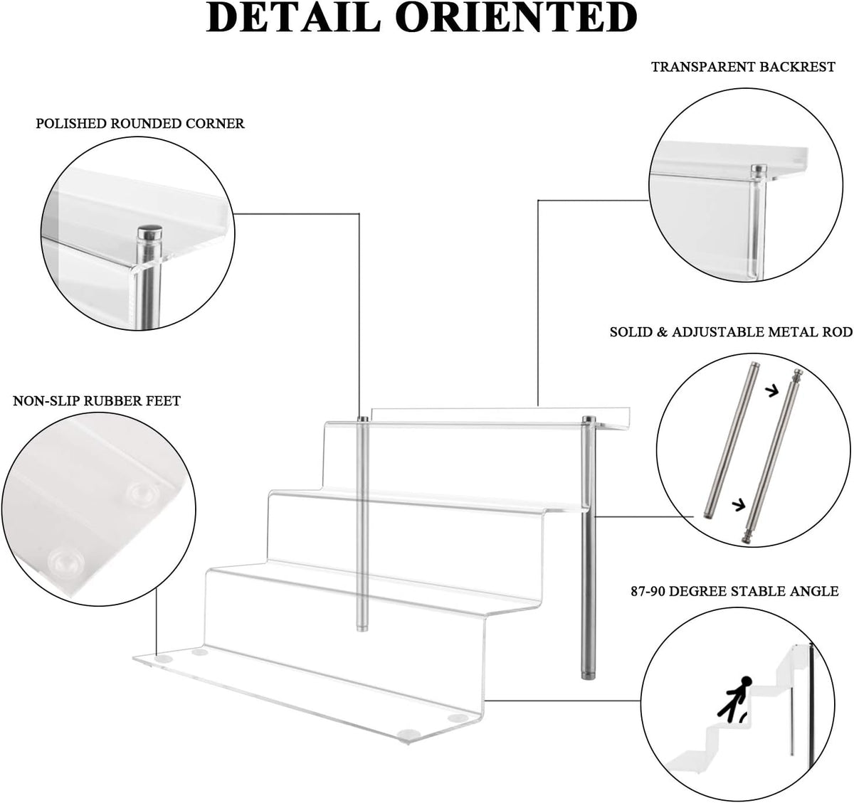 12 x 9 inch Clear Acrylic Display Riser, 4-Step, 4 Pack