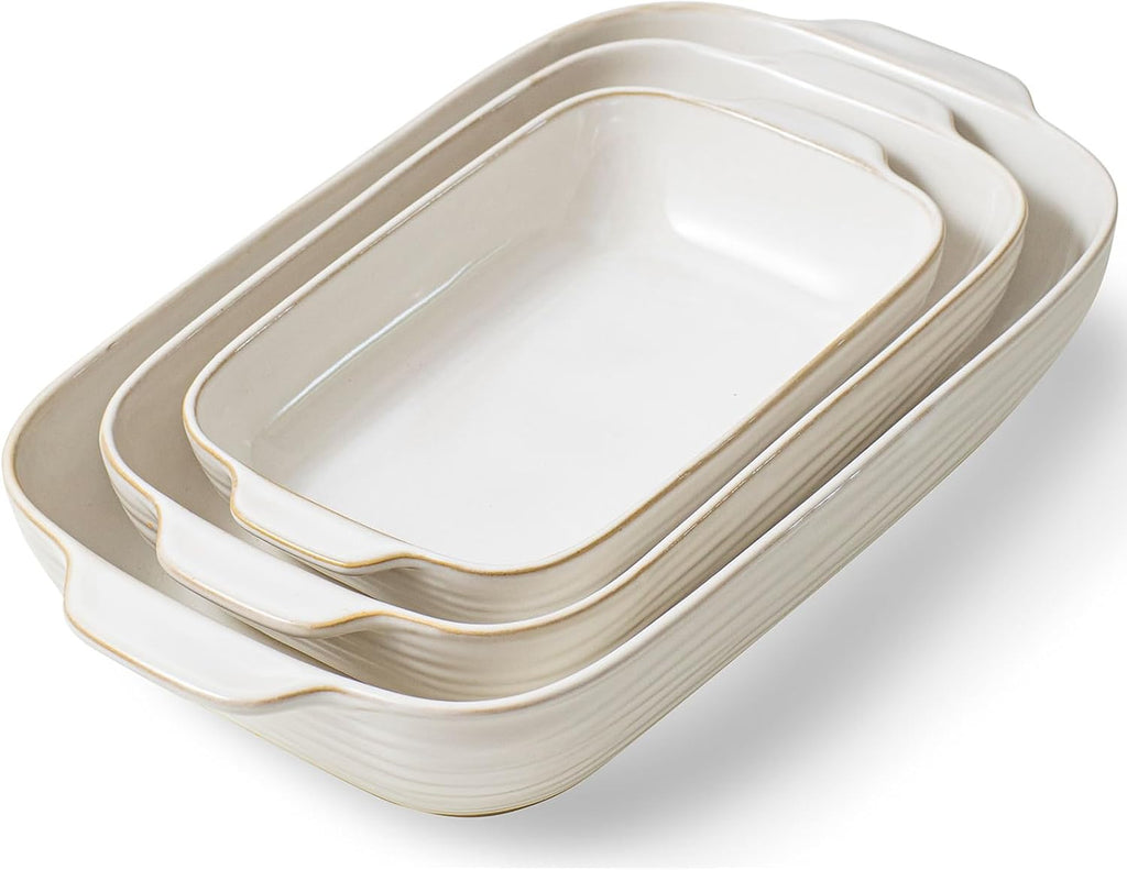 Casserole Dishes for Oven, Baking Dish Set of 3, 12.9"/10.8"/8.4"