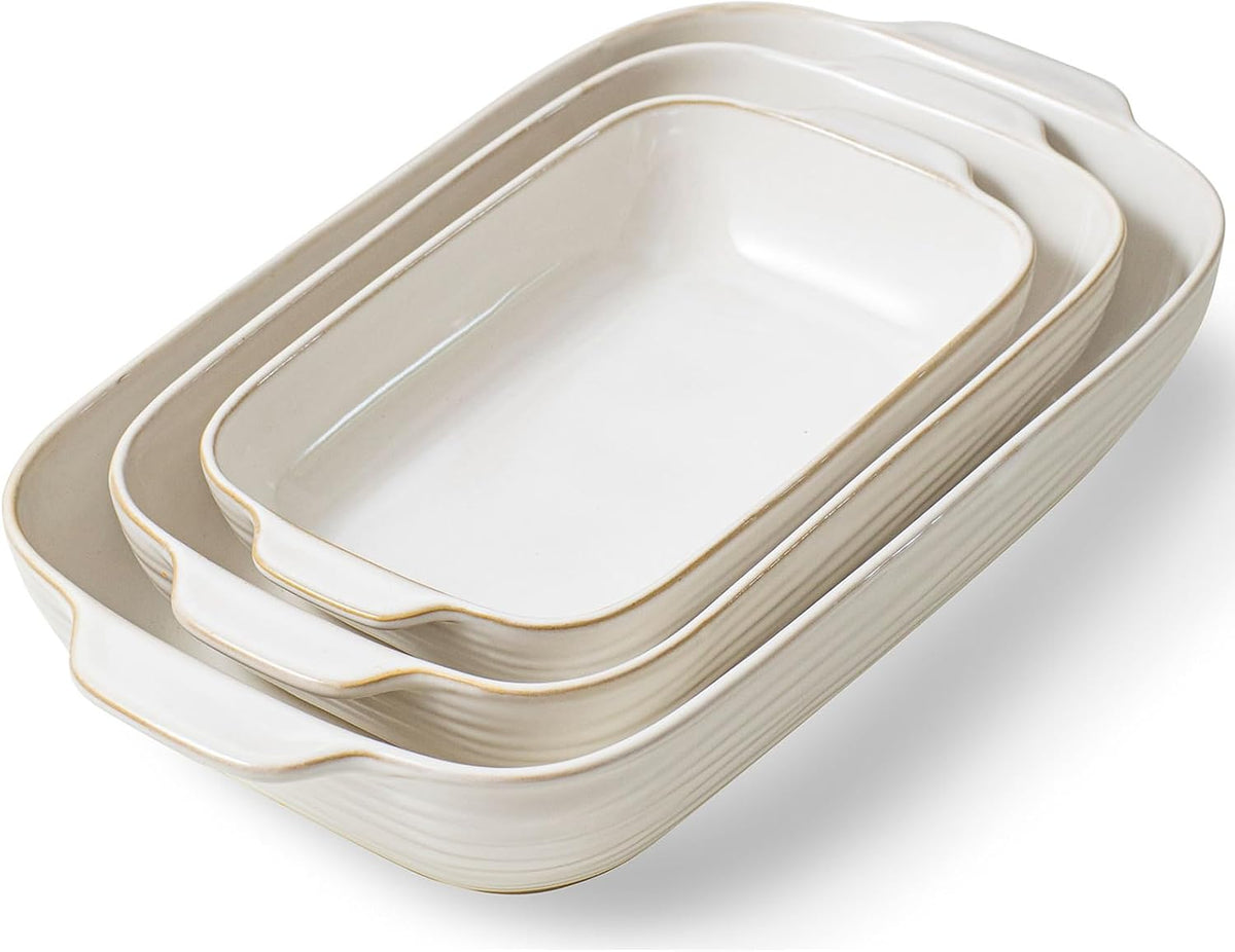 Casserole Dishes for Oven, Baking Dish Set of 3, 12.9"/10.8"/8.4"