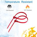 Heavy Duty Zip Ties 6 Inch 100 PCS Red Releasable Reusable, 55lbs Tensile Strength Nylon Cable Ties Adjustable for Cord Management and Garden Secure