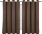 LEMOMO Blackout Curtains 66 x 54 Inch Long Chocolate Curtains Set of 2 Panels - Image 2