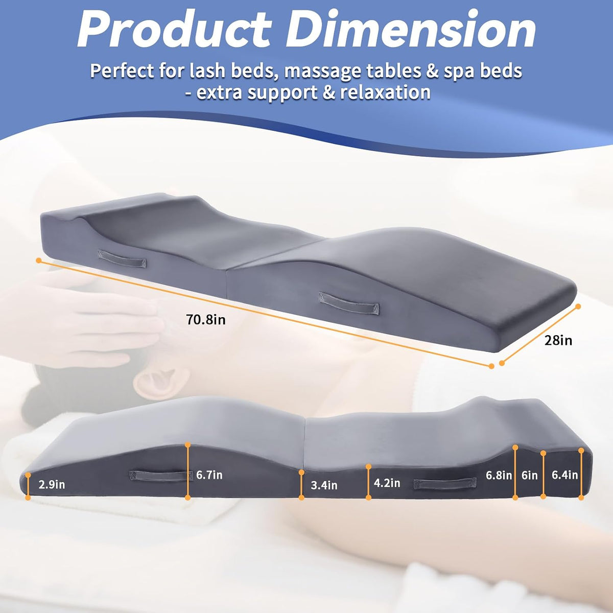 Lash Bed Topper 71"x28"x7" Ergonomic Foam Cushion