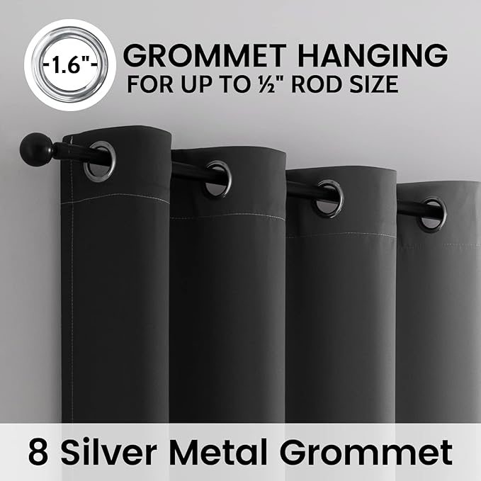 SimpleHome Black Ombre 100% Blackout Curtains - Image 3