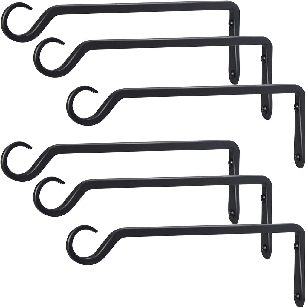 10 inch Plant Hanger, Sturdy Hanging Plant Bracket Outdoor, Hanging Plant Wall Hook Heavy Duty, for Hanging Bird Feeders, Planters, Lanterns, Wind Chimes, Indoor/Outdoor Use, Black, Set of 2