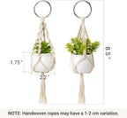 2 Pack Mini Macrame Succulent Plant Hangers for Car Rearview Mirror