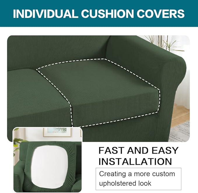 Turquoize 4 Piece Sofa Covers for 3 Cushion Couch Sofa Slipcover Soft Couch - Image 5