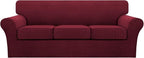 Turquoize 4 Piece Sofa Covers for 3 Cushion Couch Sofa Slipcover Soft Couch by Turquoize