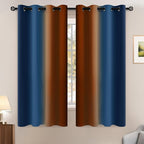 Yakamok Blackout Ombre Dark Blue and Burnt Orange Curtains-Gradient Room by Yakamok