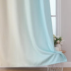 Estelar Textiler Aqua and Beige Ombre Blackout Curtains for Bedroom 84 Inch