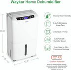 Waykar 34 Pints Energy Star Dehumidifier for Spaces up to 2,000 Sq. Ft at Home, in Basements and Large Rooms with Drain Hose and 0.66 Gallons Water Tank
