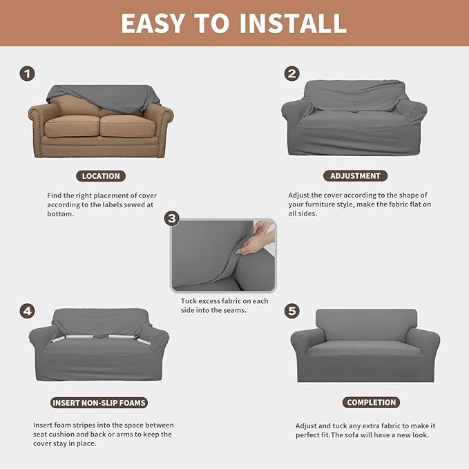 Easy-Going 100% Waterproof Loveseat Couch Cover, Dual Waterproof Sofa Cover - Image 5