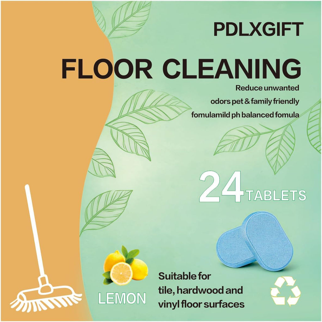 Floor Cleaner Tablets, 24pcs Multi-Surface Floor Cleaner Solution | Pet Safe, No Residue, No Streaks,Robot Mop Safe Quick Dissolve Floor Cleaning Tablets for Wood Tile Laminate