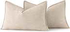 MIULEE Decorative Linen Lumbar Pillow Covers 12x24 Inch Natural Beige Boho - Image 6