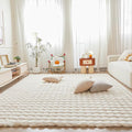 Creamy White Rabbit Plush Rug 8'x10', Fluffy Faux Fur Shaggy Area Rug by CHOVY
