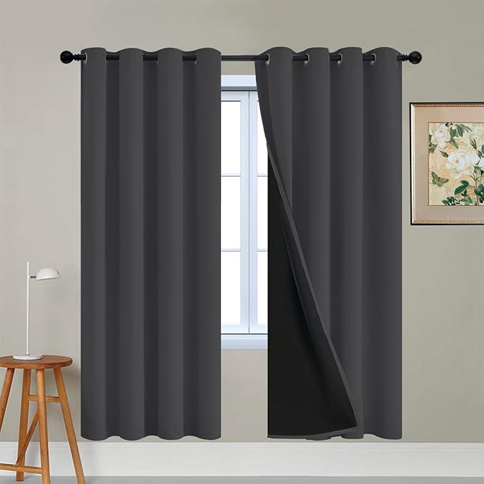 Yakamok 100% Blackout Curtains, 2 Thick Layers Thermal Insulated Total Blackout by Yakamok