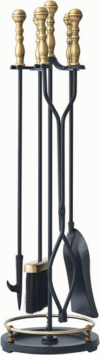 Lichamp Fireplace Tools Set, Retro Gold Handle