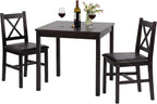 FDW | 5-Piece Solid Wood Dining Table Set for 4 | Brown | Space-Saving Design | Smooth Easy-to-Clean Surface | Pine Kitchen Table with Upholstered Chairs | for Dining Room, Apartment, Restaurant
