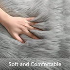 ORINOVA Light Grey Furry Washable Area Rugs - Image 5