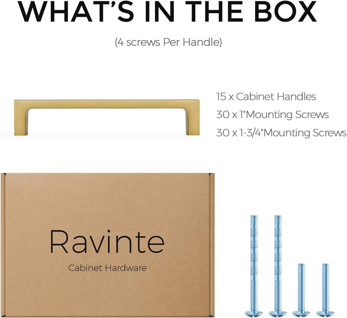 Ravinte Brushed Brass Solid Pulls Cabinet Handles 5 Inch 15 Pack