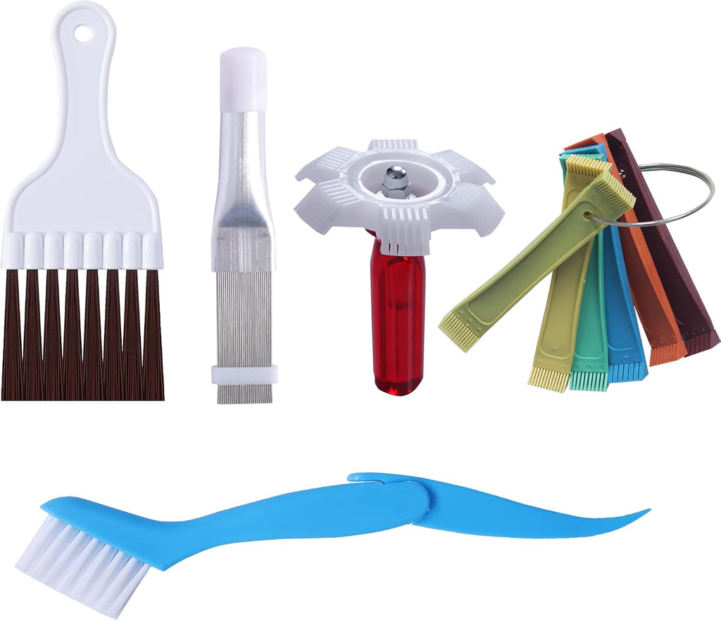 10 Pcs Air Conditioner Fin Comb Cleaner kit AC Coil Cleaning Brush 5 Different Fin Combs Condenser Fin Straightener AC Evaporator Comb Radiator Repair Clean Tool (Multicolor)