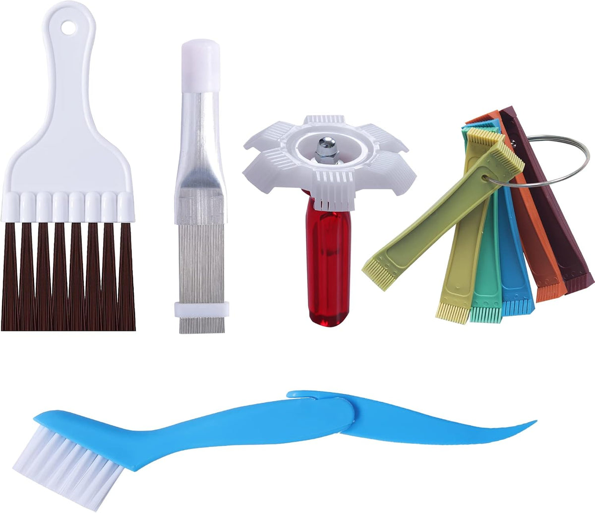 10 Pcs Air Conditioner Fin Comb Cleaner kit AC Coil Cleaning Brush 5 Different Fin Combs Condenser Fin Straightener AC Evaporator Comb Radiator Repair Clean Tool (Multicolor)