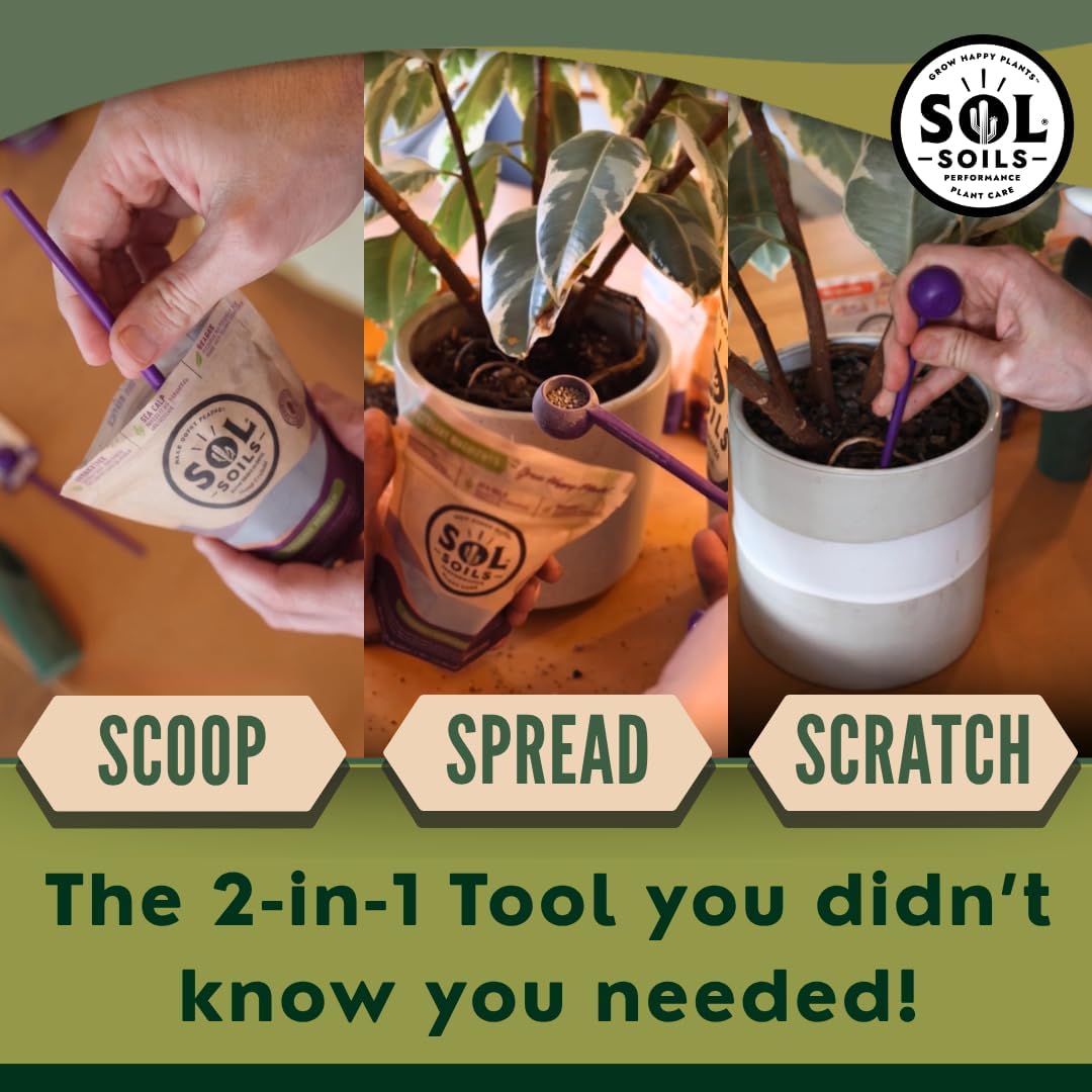 Sol Soils Sol Biotics 2-in-1 Teaspoon and Repotting Soil Pick - Measuring Scoop for Soil Amendments with Plant Repotting Tool for Root Cleaning and Indoor Plant Care