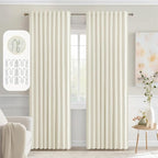 MIULEE Cream Back Tab Blackout Curtains 84 Inch Length 2 Panels Set by MIULEE