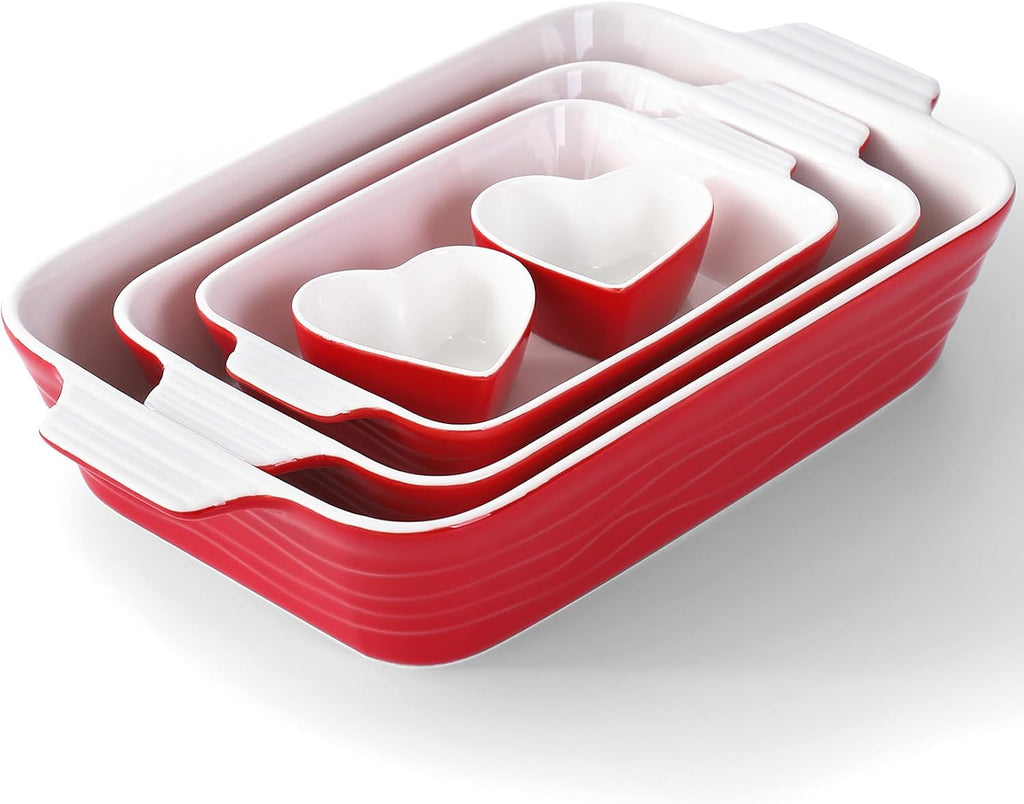Baking Dish for Oven Casserole Dishes Bakeware Set With Ramekin Ceramic Lasagna Pan 9×12.8 Inch Large Deep Baking Dishes Rectangular Non-Stick Baking Pans for Kitchen Baking and Roasting Turquoise