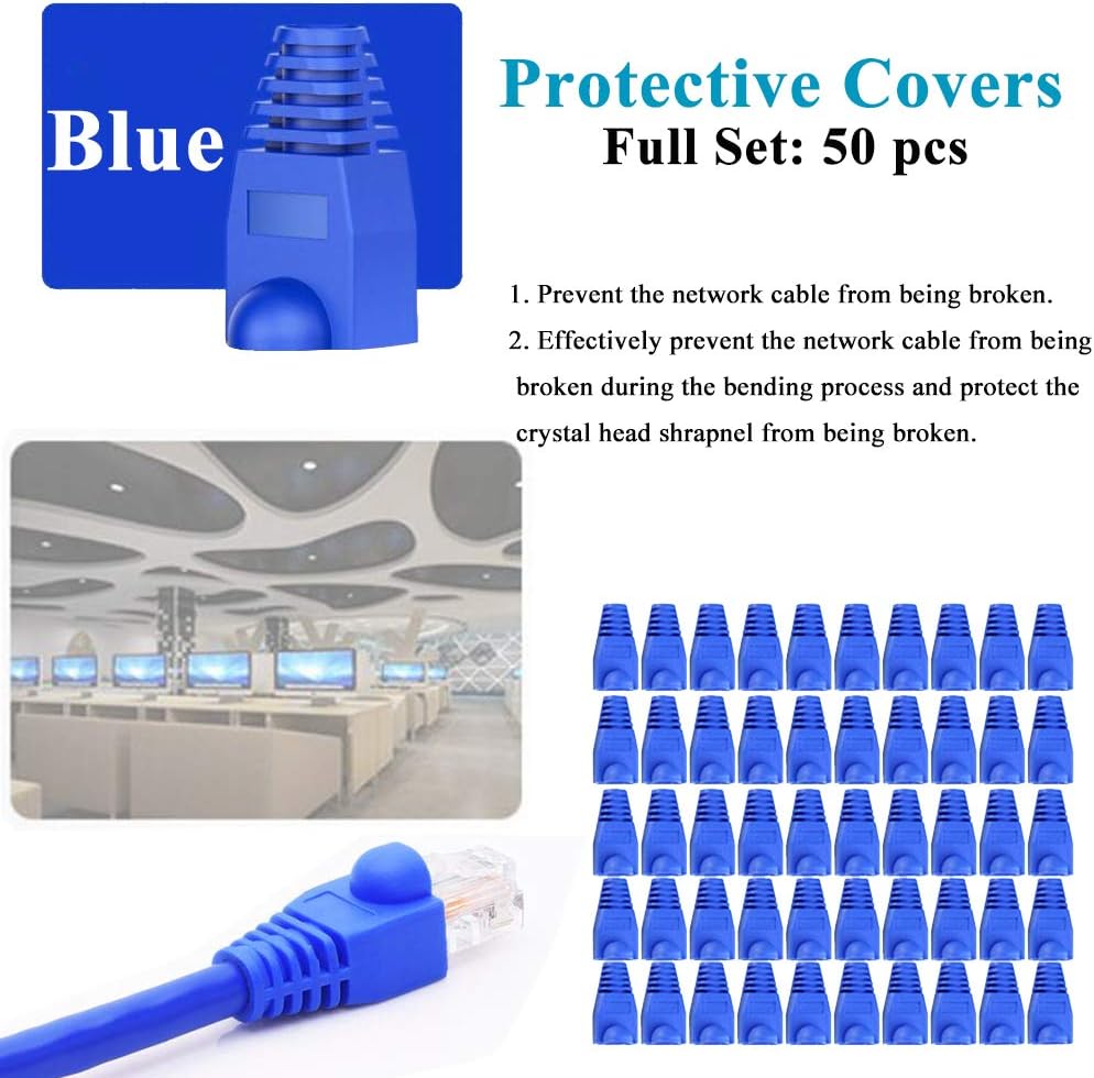 LEATBUY CAT6 Crimp Tool Kit for RJ45/RJ11/RJ12/CAT5/Cat5, Professional Network Crimper Wire Connector Stripper Cutter, Computer Maintenance Lan Cable Pliers Tester Repair Tool Set(BLUE)