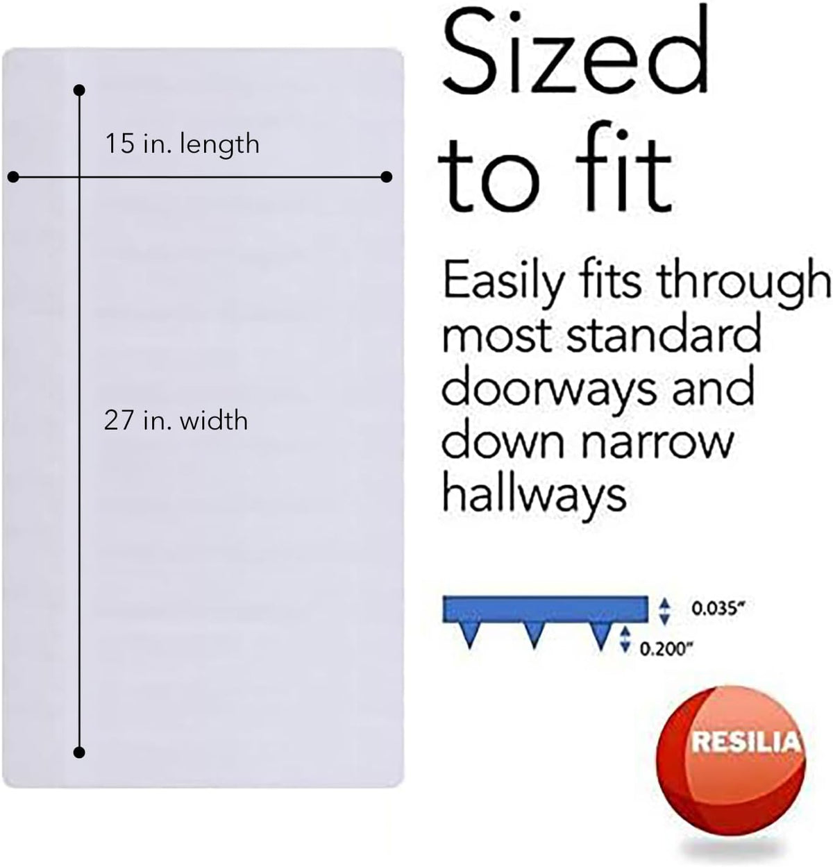 RESILIA Deep-Pile Carpet Runner - Plastic Vinyl Carpet & Rug Protector, Waterproof Clear Vinyl Floor Runners, 27 Inches Wide x 15 Inches Long, Made in The USA
