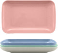 8.3 Inch Rectangular Dinner Plates Set of 4, Wheat Straw Appetizer Plates Unbreakable, Reusable Small Serving Plates Platters for Eating Salad, Pasta, Dessert, Sushi, Cake (Assorted Colors)