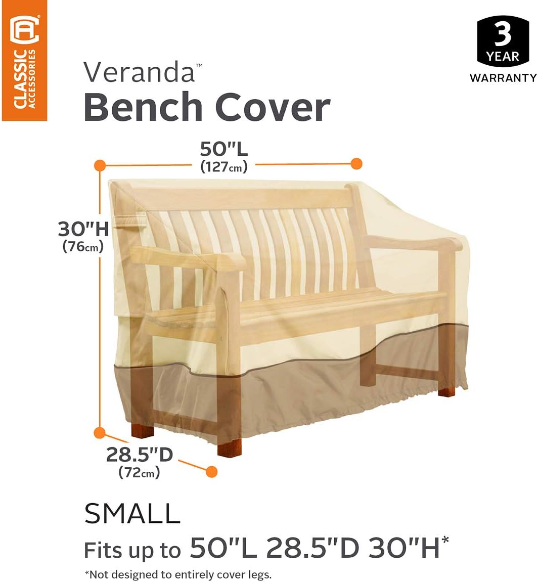 Classic Accessories Veranda Water-Resistant 50 Inch Patio Bench Cover, Patio Furniture Covers