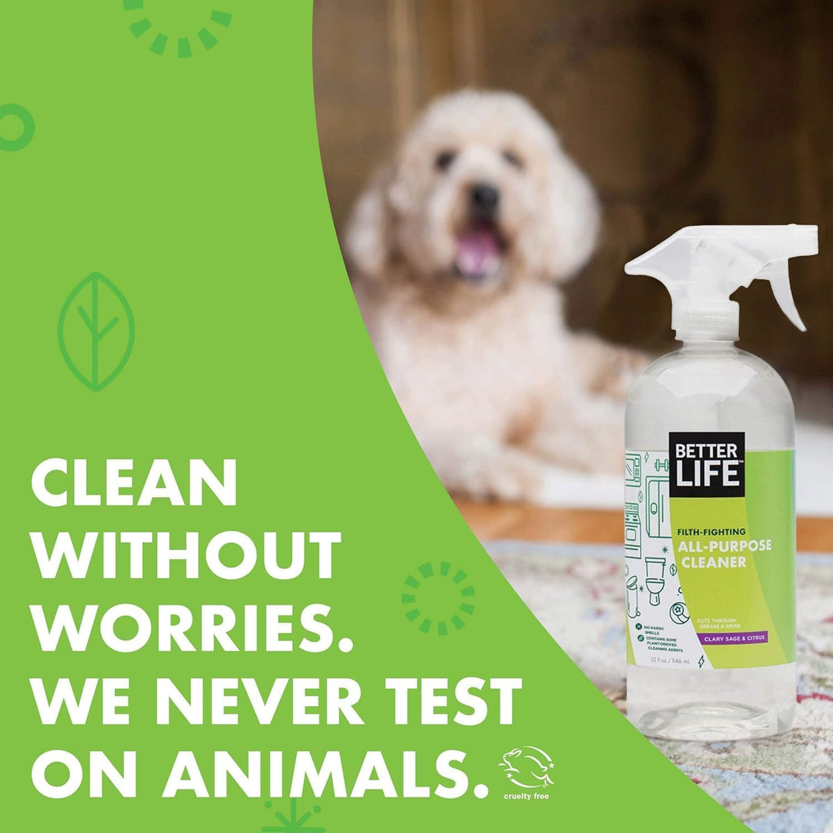 Better Life All Purpose Cleaner - Multipurpose Home and Kitchen Cleaning Spray for Glass, Countertops, Appliances, Upholstery & More - Multi-surface Spray Cleaner - 32oz Clary Sage & Citrus