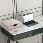 Stackable Drawer Organizer PU Leather Classic Handmade,Organize Home Office Desk Accessories and Sort Letter-Size Paper/a4 Document,Desk Caddy with Drawers Storage Box,13.1x10x3.7inches,Beige