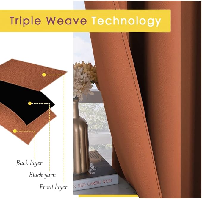 NICETOWN Thermal Insulated Burnt Orange Curtains - Image 4