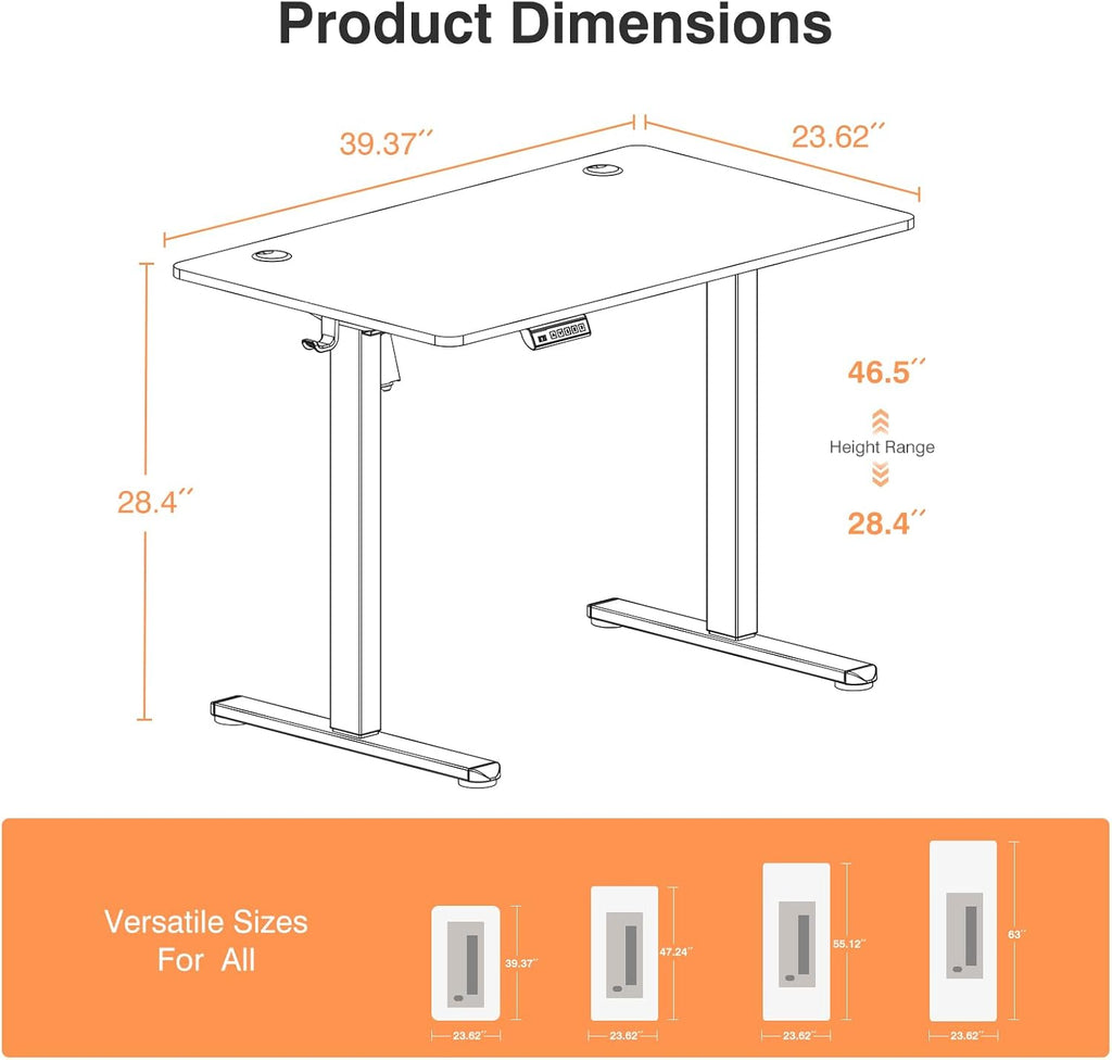 Sweetcrispy Electric Standing Desk, Computer Desk, 40x24 Inch