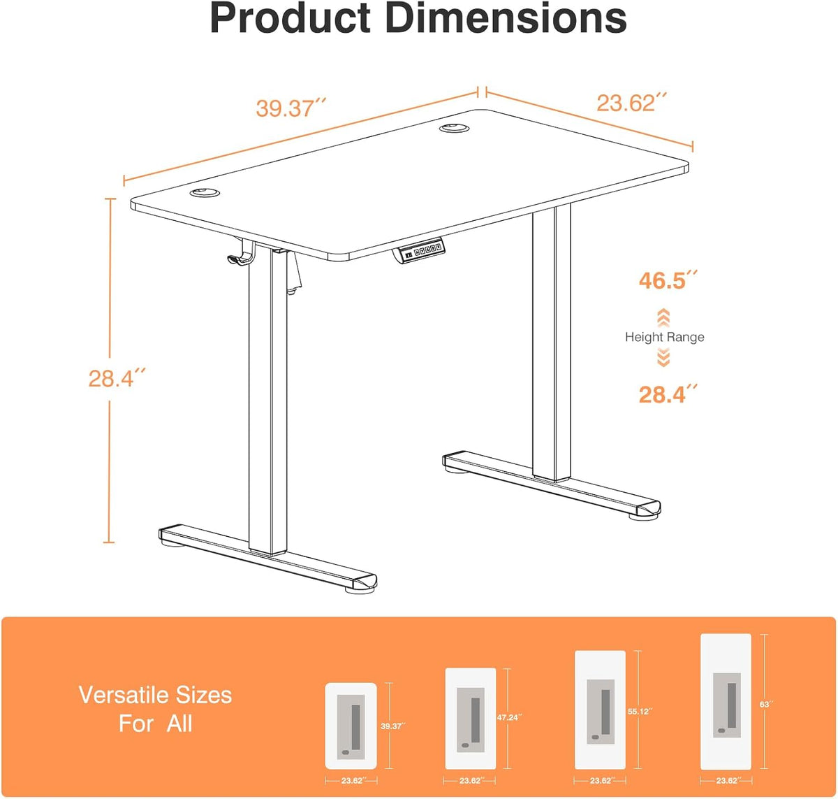 Sweetcrispy Electric Standing Desk, Computer Desk, 40x24 Inch