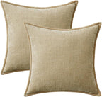 MIULEE Pack of 2 Couch Throw Pillow Covers 18x18 Inch Beige Farmhouse - Image 6
