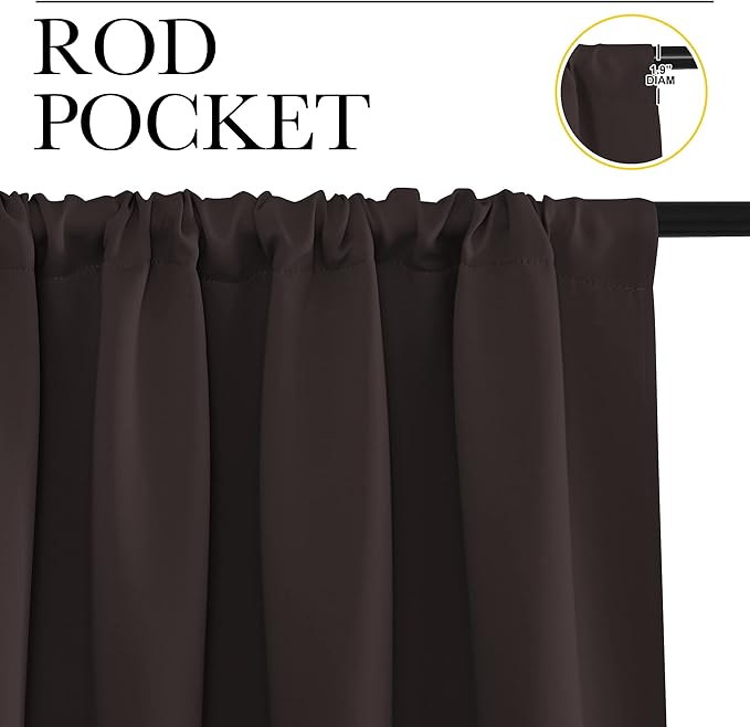 NICETOWN Blackout Curtains for Bedroom, Toffee Brown, 1 Pair, 62 by 63-inch - Image 2